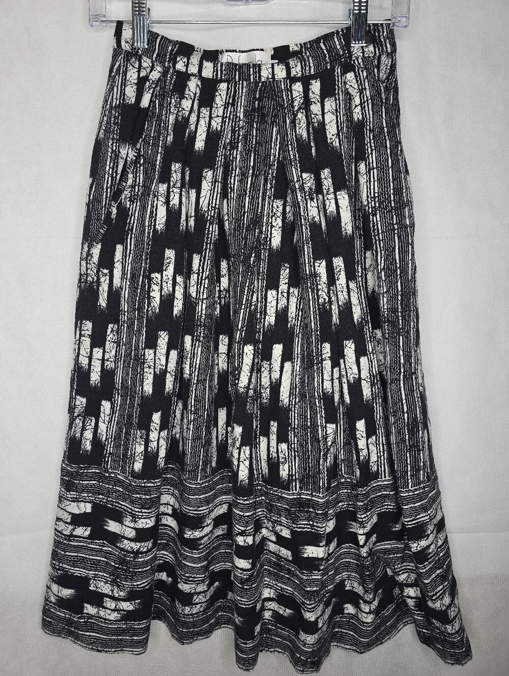 Rafaella Midi Skirt Black White Abstract Print A-Line Rayon Wool Made in Italy 8